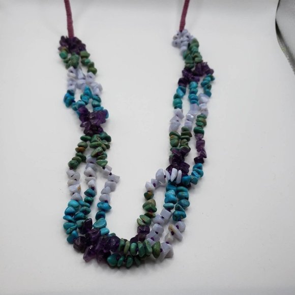 VTG Native American Turquoise & Amethyst Necklace - Picture 10 of 12